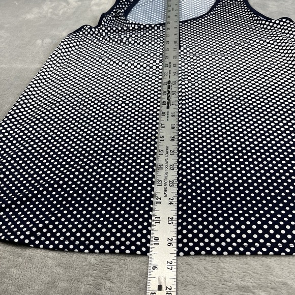 Agenda‎ Women's Blouse Tank Top Sleeveless Sz L Blue/White Dots Beach Nautical - Picture 6 of 7